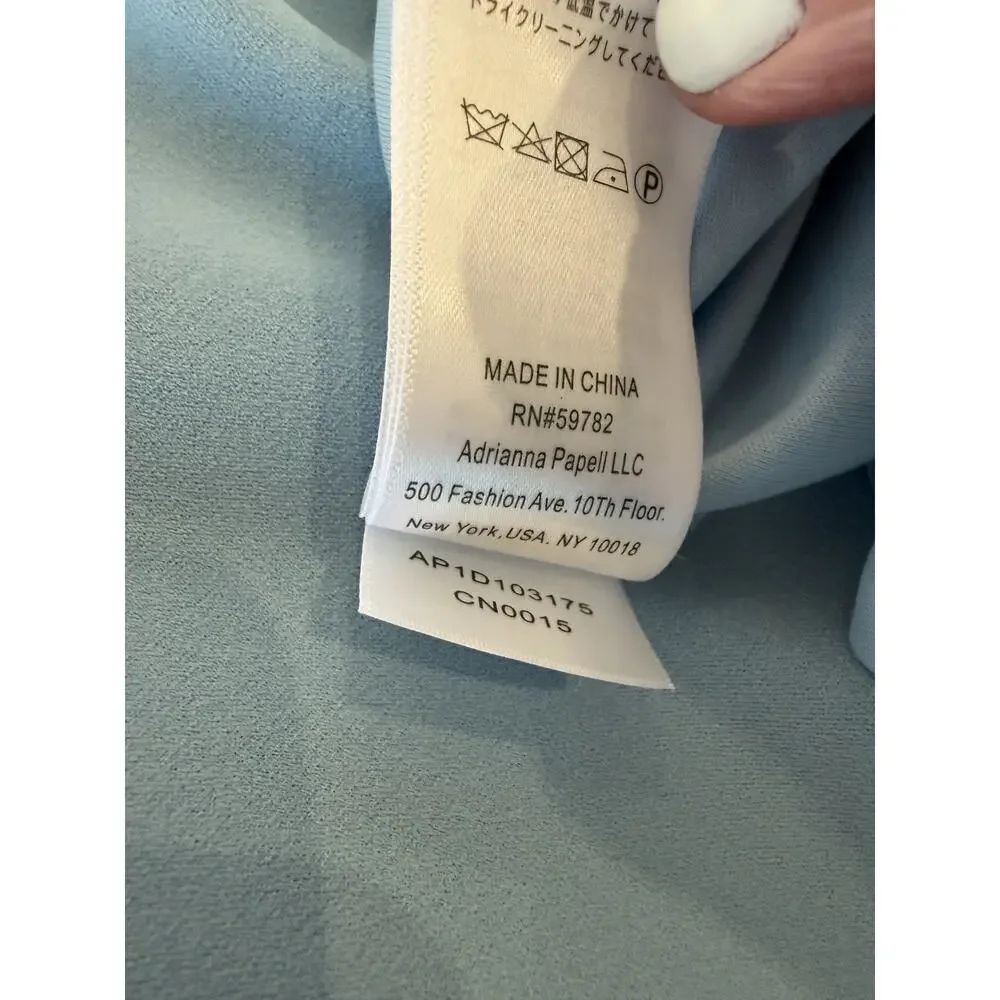Adrianna Papell Knit Crepe Tie Waist Sheath Dress in Blue Mist - Size 8, NWOT